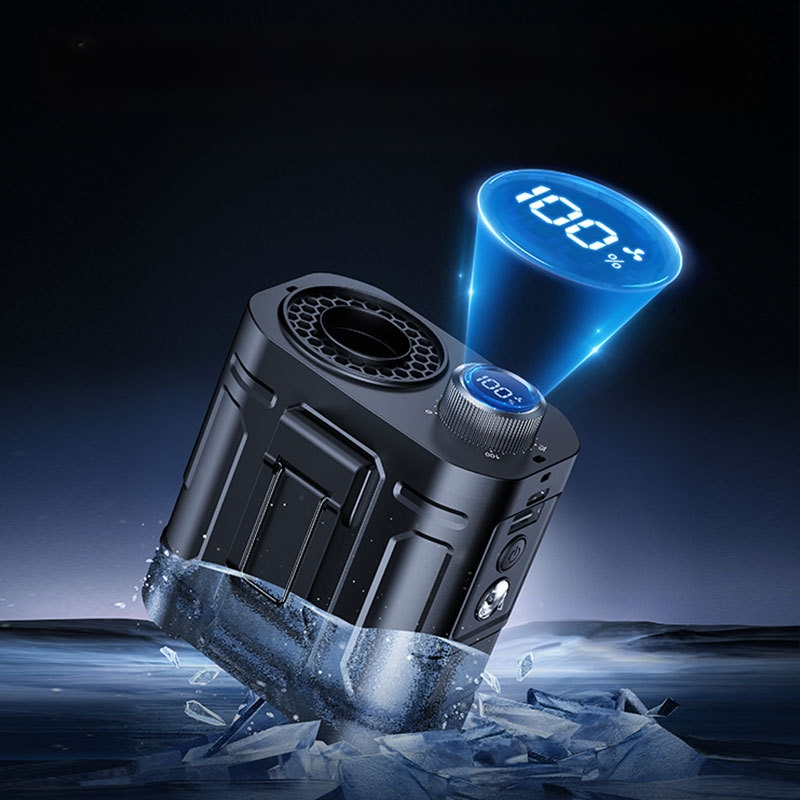 Juostos ventiliatorius su įmontuota 6000mAh baterija, skaitmeninis ekranas, žingsninė greičio reguliavimas, naktinė lemputė, įkraunamas, brushless motoras