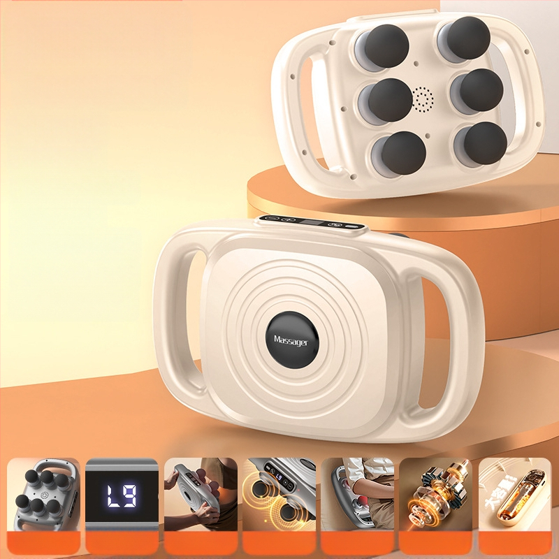 Mașină de masaj cu șase capete pentru masaj profund, baterie încorporată 2000-4000 mAh, motor cu peri, 5 trepte de viteză.