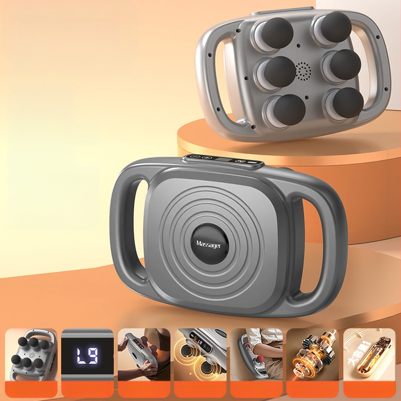 Mașină de masaj cu șase capete pentru masaj profund, baterie încorporată 2000-4000 mAh, motor cu peri, 5 trepte de viteză.