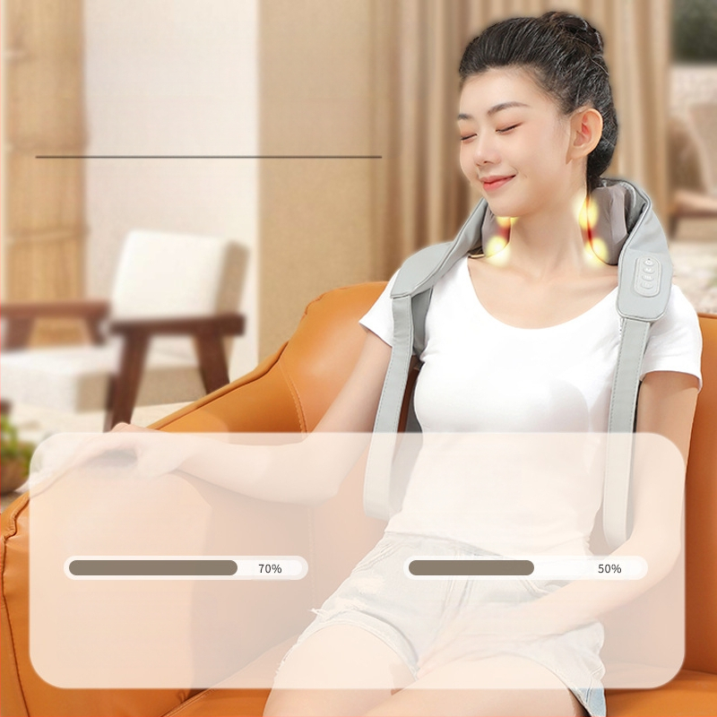 Bei Li – Șal de masaj pentru umeri și gât, cu 6 capete, terapie infraroșie, temporizator, model BL-JSS-317