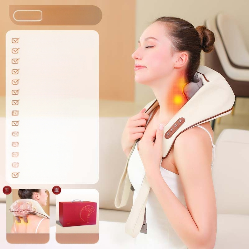 Bei Li – Șal de masaj pentru umeri și gât, cu 6 capete, terapie infraroșie, temporizator, model BL-JSS-317