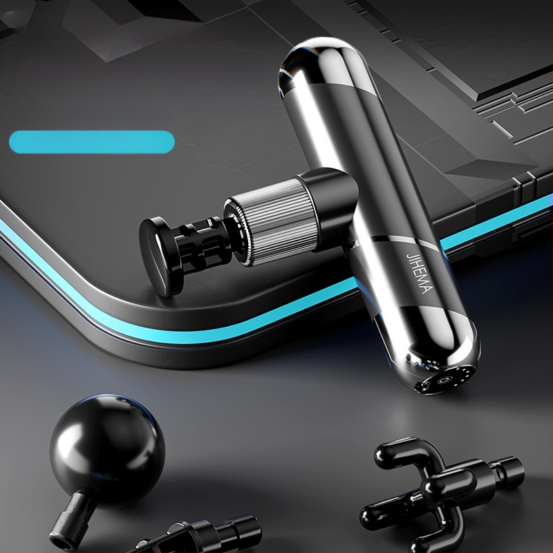 Masaj cu percuție compact, motor cu peri, 4 capete, 5+ viteze, baterie încorporată 2000-4000 mAh (1-3 ore)