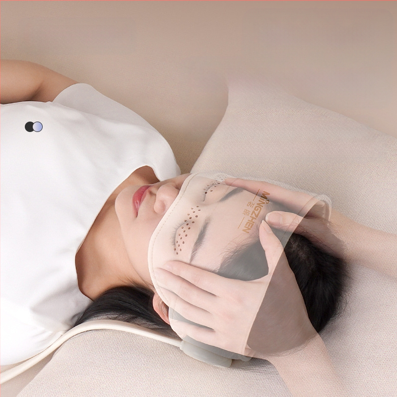 Casca de masaj pentru cap și ochi cu airbag și compresie caldă – reîncărcabilă, 3 trepte, masaj integrat cap-ochi