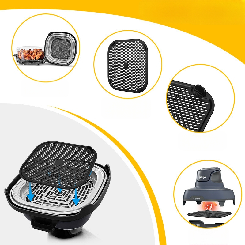Air Fryer priedas: silikoninė alyvos skydelė su dviejų zonų purslių apsauga Ninja FN101 – medžiaga silikonas, šiuolaikiškas paprastas stilius, paleistas 2025.3