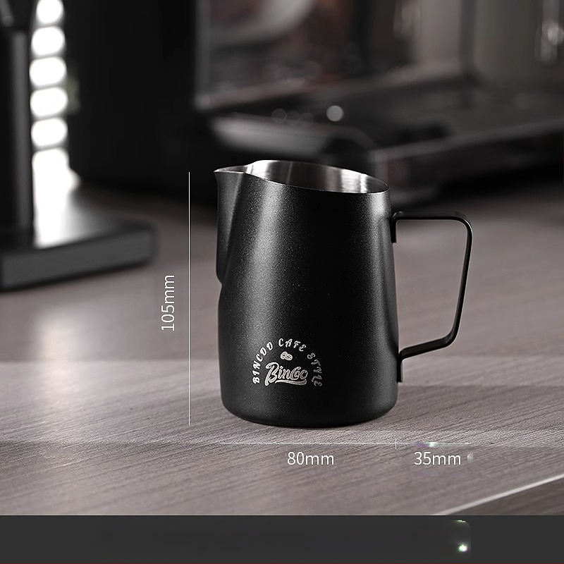 Bin Coo nerūdijančio plieno pieno indas latte art, šiuolaikiško minimalistinio stiliaus, spausdintas logotipas, 0,3 kg