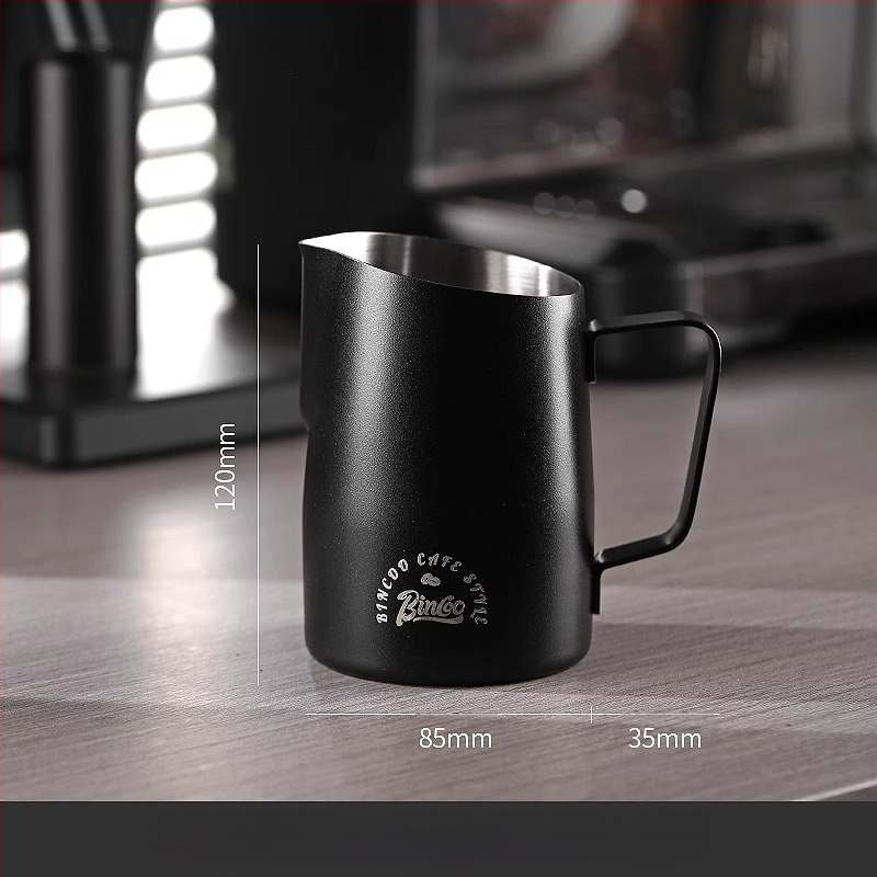 Bin Coo nerūdijančio plieno pieno indas latte art, šiuolaikiško minimalistinio stiliaus, spausdintas logotipas, 0,3 kg