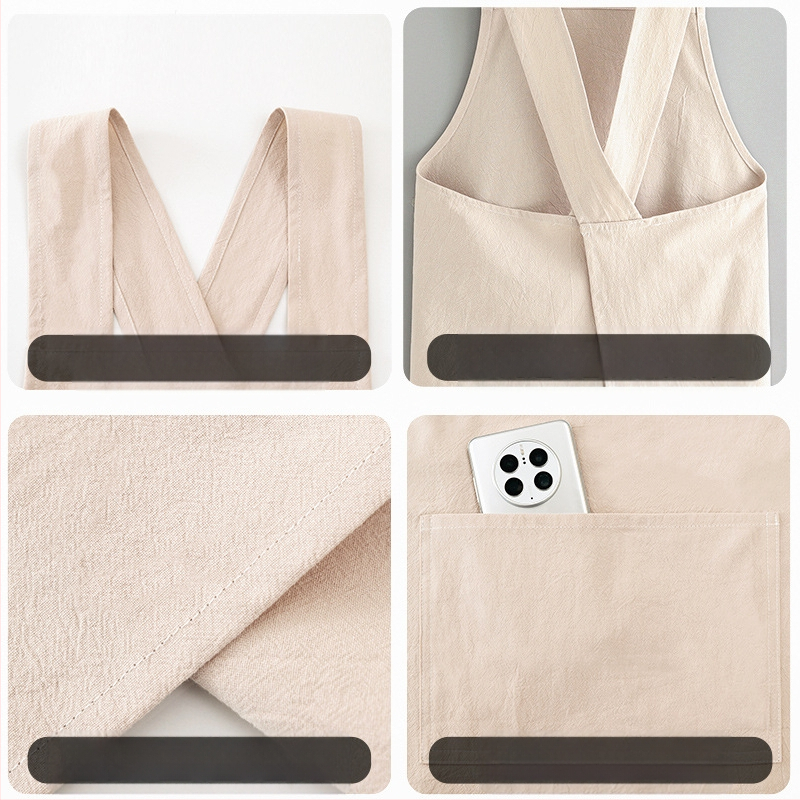 Hao Jin koreai stílusú ujjakkal ellátott kötény, poliészter-pamut anyag, szennyeződésálló