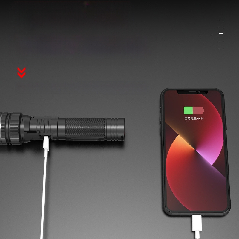 Rankinis LED žibintuvas su reguliuojamu fokusu, 10W LED, 800 lm, skaitmeninis ekranas, 18650 baterija