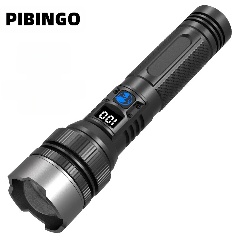 Rankinis LED žibintuvas su reguliuojamu fokusu, 10W LED, 800 lm, skaitmeninis ekranas, 18650 baterija