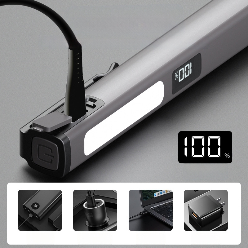 LED pieštuko šviestuvė su USB-C įkrovimu, techninės priežiūros darbo šviesa lauke, 3W, 120lm, 400mAh, ABS korpusas