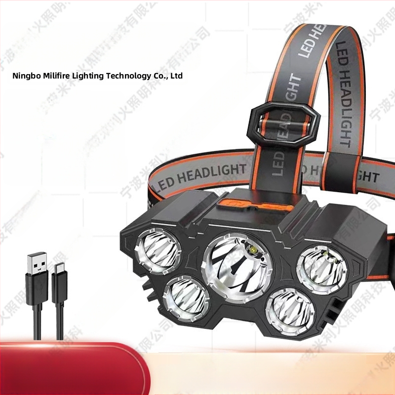 5 LED galinė žibintuvėlis, įkraunamas, 10W, atsparus vandeniui, diapazonas 100–200 m