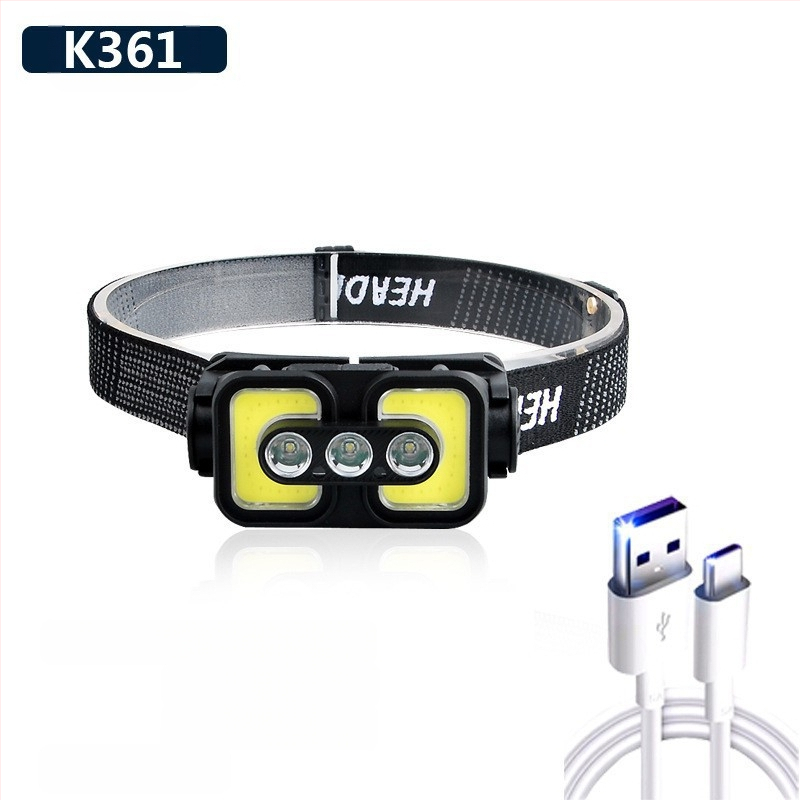 Galvos žibintas su COB LED, USB įkrovimas, 30 W, 1200 mAh, spindulys 200–500 m, kempingui ir lauko veiklai