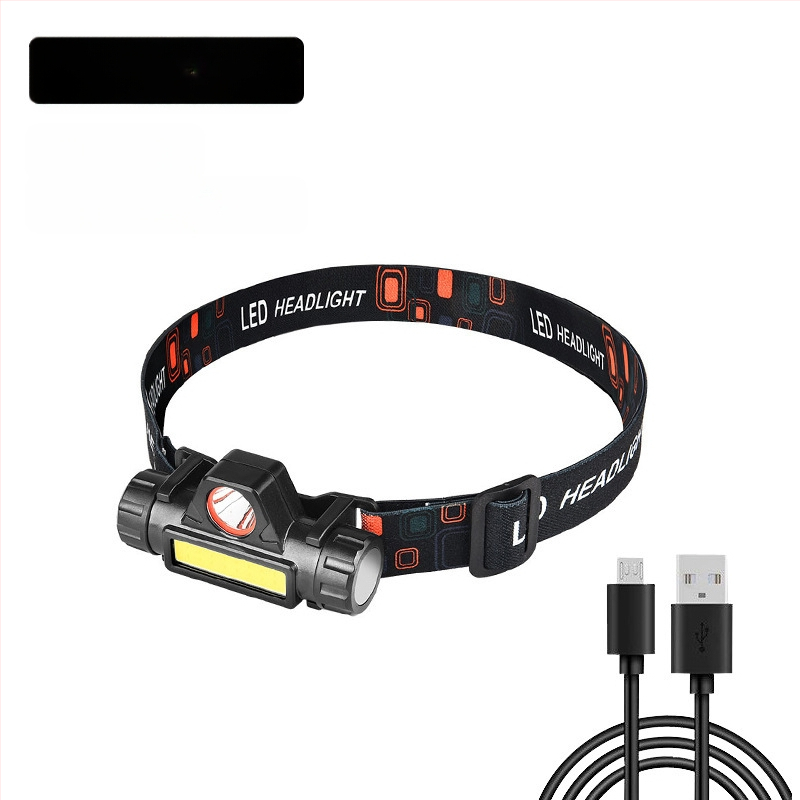 Galvos žibintas su COB LED, USB įkrovimas, 30 W, 1200 mAh, spindulys 200–500 m, kempingui ir lauko veiklai