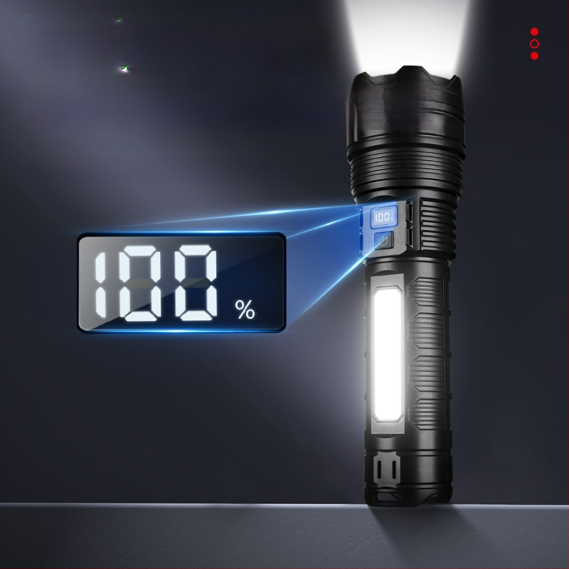 Bolon LED фенер USB-C зареждане, 2400mAh батерия, ръчно задвижване, въртящ се на 360°