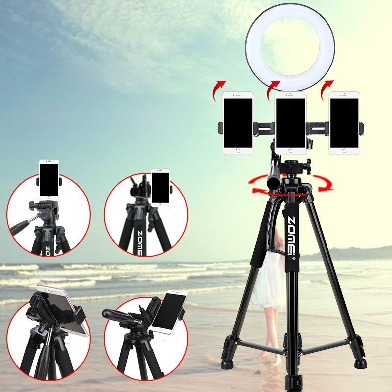 ZoMei statīvs ar 3D galvu, alumīnija sakausējums, 4 sadaļas kājas, slodze 2–5 kg, ātra atbrīvošanas plāksne