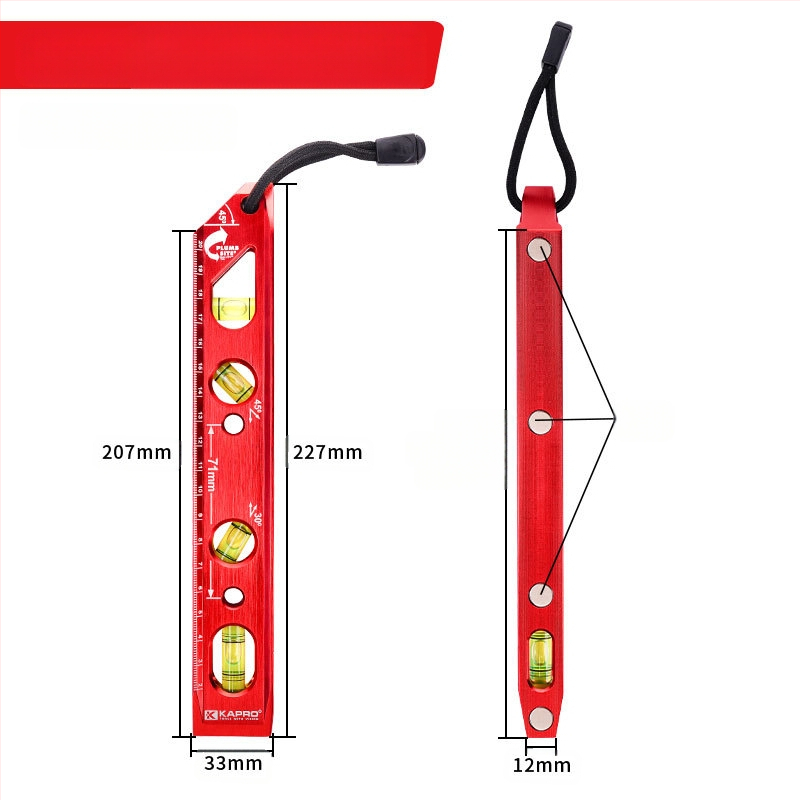 Нивелир с мощен магнит, отливен корпус, 4 водни балона, за тръбопроводни инсталации