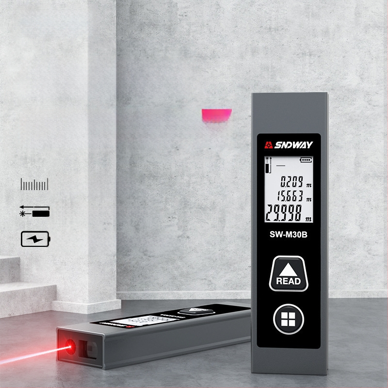 SW-M30A măsurător de distanță cu laser, dispozitiv portabil cu infraroșu, intervalul de măsurare 0,05–30 m, precizie ±5 mm + d×1/10000