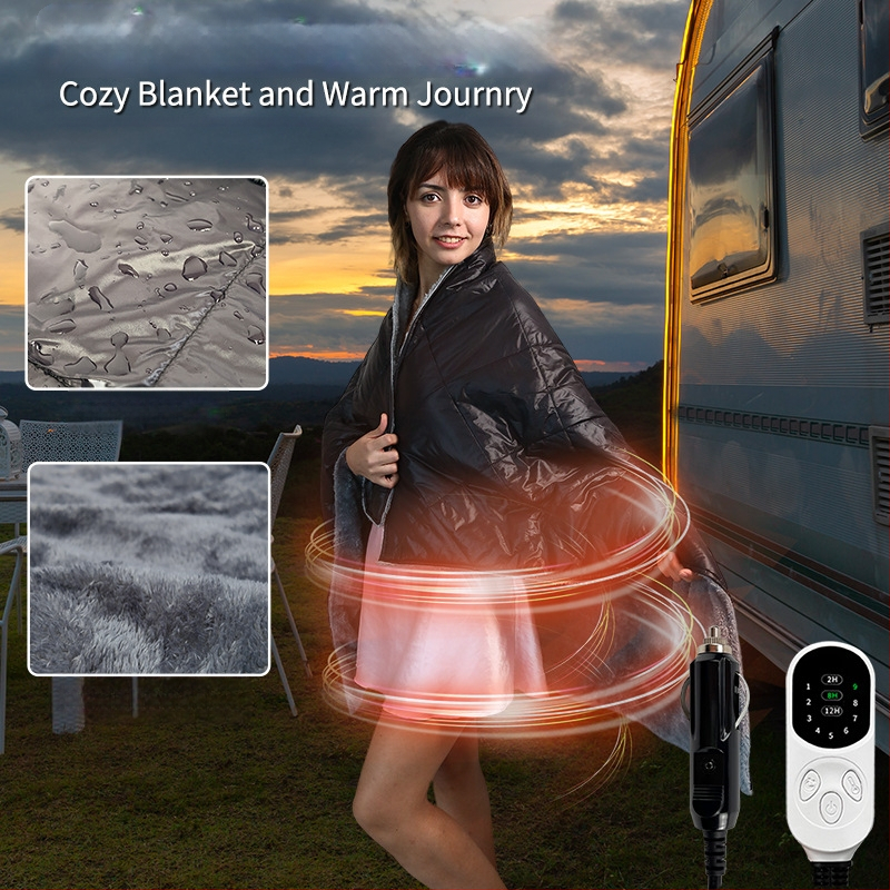 FEBORY 12V automobilių maitinimo elektrinė antklodė, sintetinis pluoštas, modelis TT-100x75-1x, vieno valdiklio, 72W