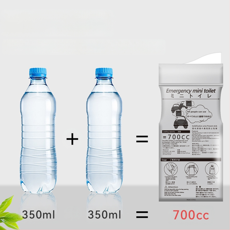 Автомобилна спешна уринна торбичка, преносима и еднократна, за мъже и жени, PE материал, капацитет 600–700 ml