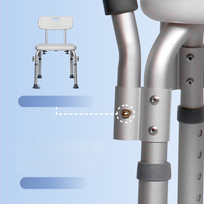 Aliuminio lydinio vonios kėdė senjorams su EVE pagalvėle, neslystanti, reguliuojama