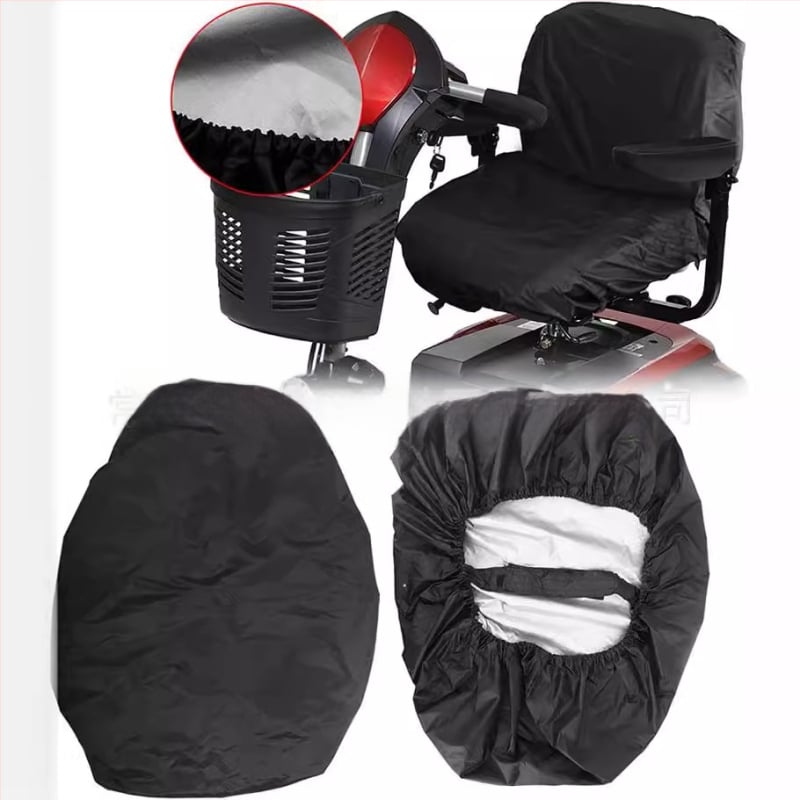 Lietus pārsegs sēdekļa spilventiņam elektriskajiem ratiem vecākiem un cilvēkiem ar invaliditāti; putekļu un ūdensnecaurdzīgs; elastīgs apvalks; materiāls Oxford audums/polyster tafta; logotipa druka iespējama.