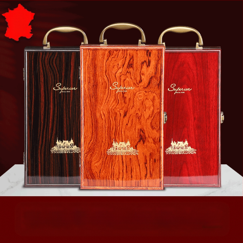 Ξύλινο διπλό κουτί δώρου κρασιού με αξεσουάρ — MDF κουτί τύπου βιβλίο, μάρκα Jianfeng, Premium Collection