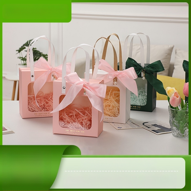 Прозрачна чанта за подаръци с прозорец, горещо щампована върху бял картон, чанта за подарък за червило, моден аксесоар