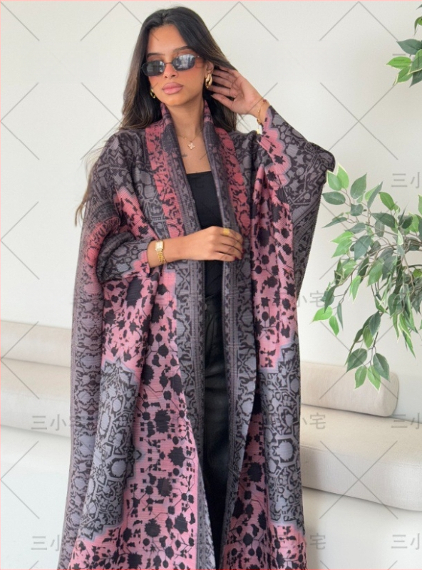 Three Small Houses plisírozott poliészter kardigán, hosszú ujjú, hosszú külső ruházat, 2025 nyár