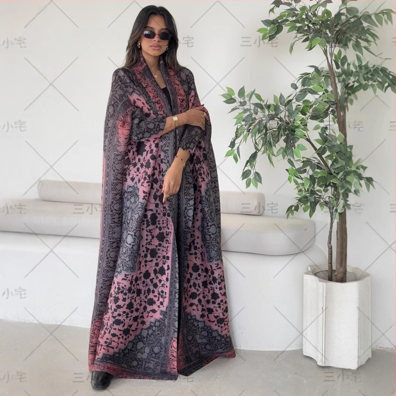 Three Small Houses plisírozott poliészter kardigán, hosszú ujjú, hosszú külső ruházat, 2025 nyár