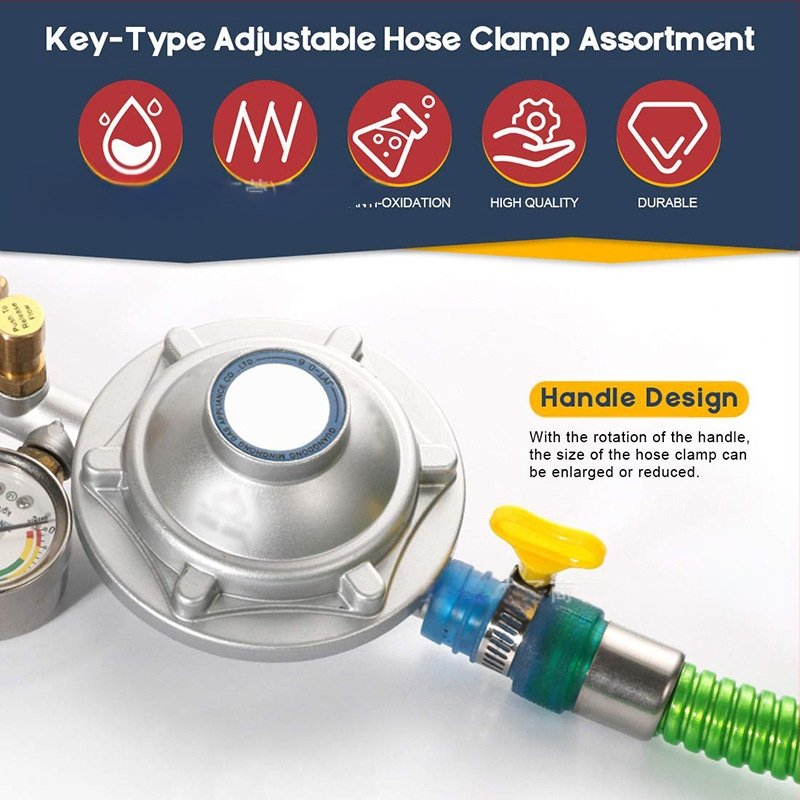 Stezaljka za crijeva od 201 nehrđajućeg čelika s ručkom – nominalni promjer 8–29 mm, promjer učvršćivanja 4–10 mm, za fiksiranje cijevi, Galaxy Valley