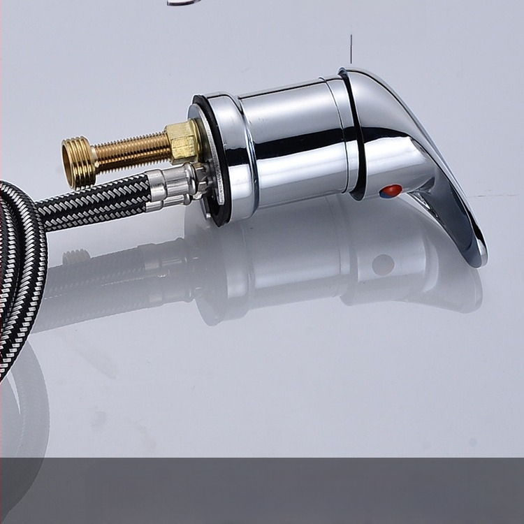 Sampont mosó csap meleg/hideg keverő szeleppel és nyomás alatti zuhanyfejjel | anyag: cinkötvözet | FCC tanúsítvány | kimenet: 6 | funkciók: keverés, késleltetés, húzás