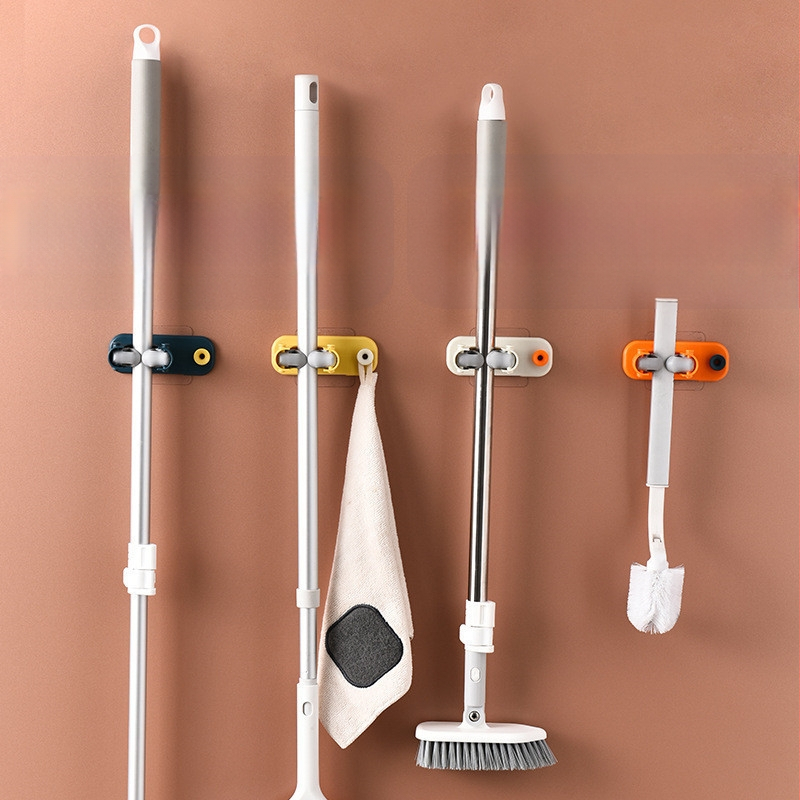 Klip za mop bez bušenja – zidni držač, ABS + elastomer, 46,5 g, injekcijsko oblikovanje, moderan minimalistički stil