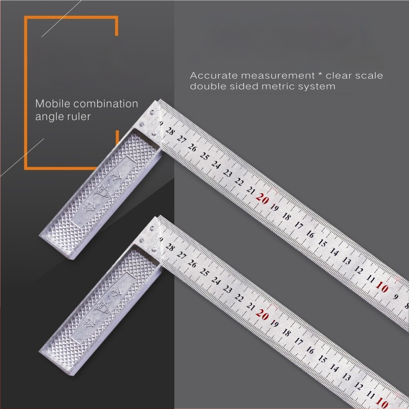 L-σχήματος γωνιόμετρο από χάλυβα υψηλής περιεκτικότητας σε άνθρακα για μέτρηση γωνιών, ακρίβεια 1 mm, με δυνατότητα προσαρμογής