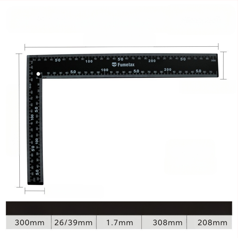 L-σχήματος γωνιόμετρο από χάλυβα υψηλής περιεκτικότητας σε άνθρακα για μέτρηση γωνιών, ακρίβεια 1 mm, με δυνατότητα προσαρμογής