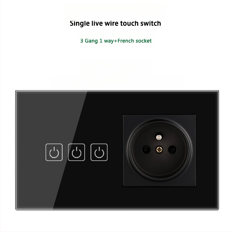 146 tipo liečiamasis jungiklio skydelis su 1/2/3 jungikliais, Prancūzijos standarto dvigubos USB lizdų panelė, sienos montavimas, 16A