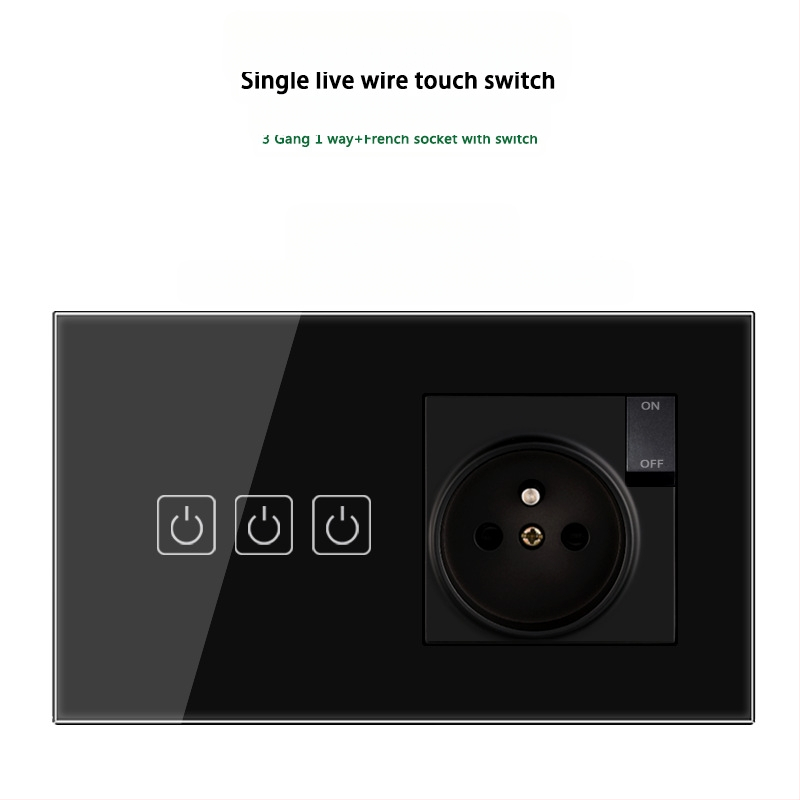 146 tipo liečiamasis jungiklio skydelis su 1/2/3 jungikliais, Prancūzijos standarto dvigubos USB lizdų panelė, sienos montavimas, 16A