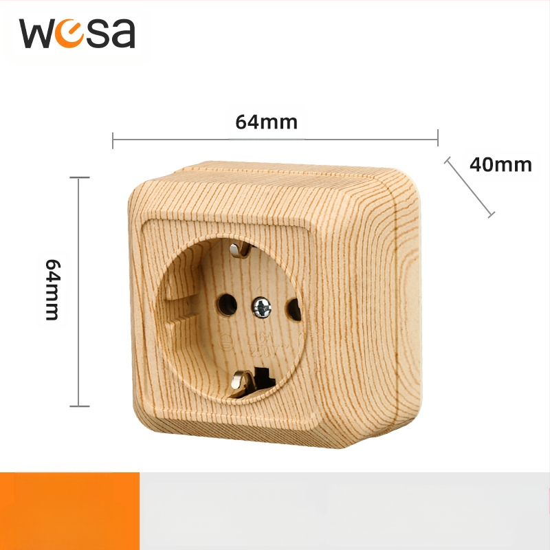 Стенен контакт с ключ, Европейски стандарт, 10A, 100–250V, месингов корпус, CE