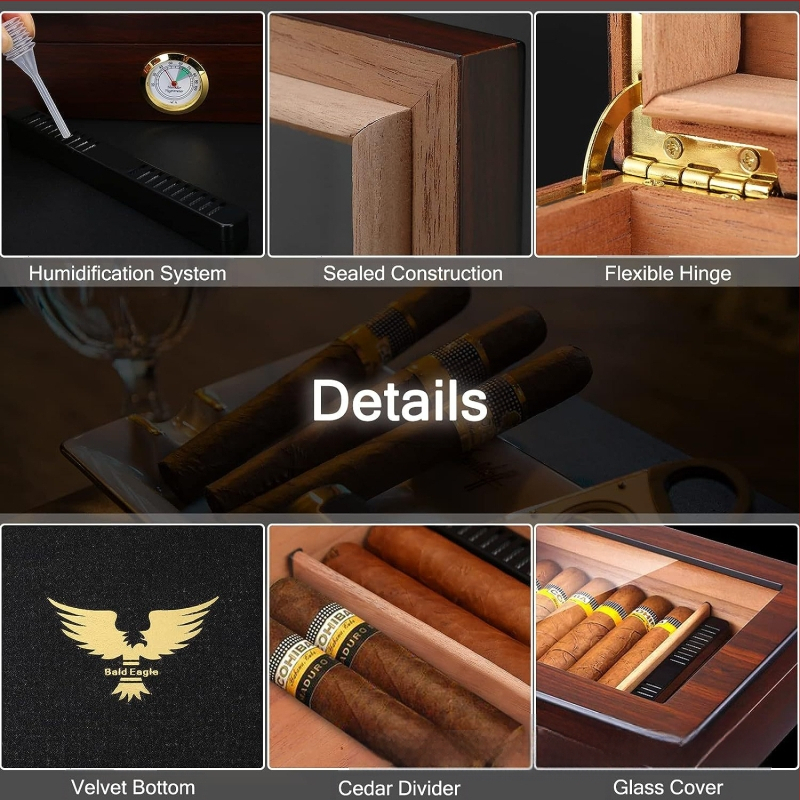 Medinė cigarių dėžutė su graviravimu ir pritaikomu logotipu