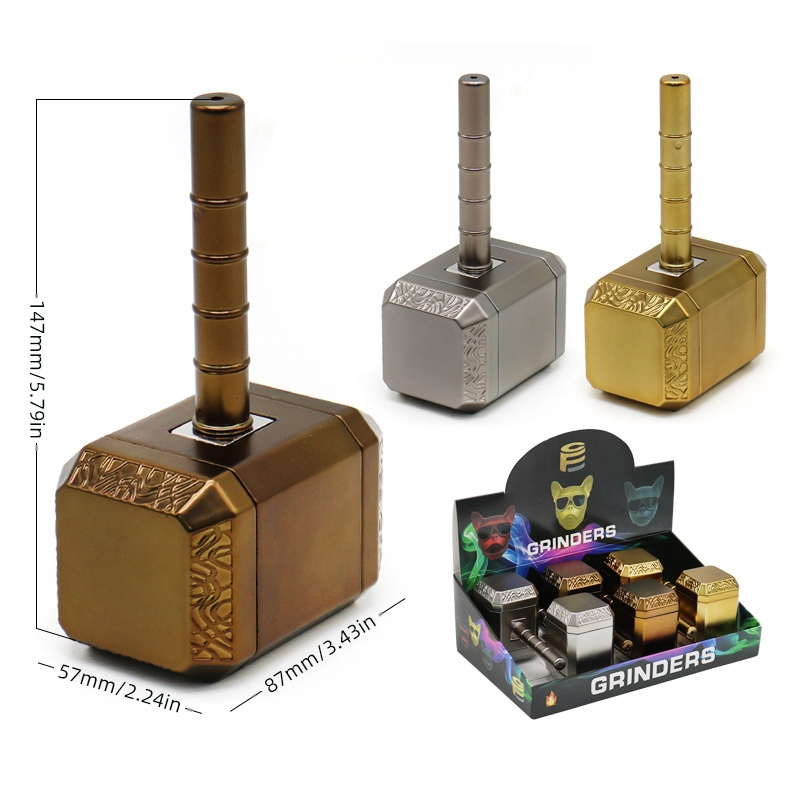 Grinder na trubky v štýle Thorovho kladiva, zo zliatiny zinku, integrovaný fajčiarsky set, odolný voči vetru, opakovane použiteľný, možnosť potlače loga