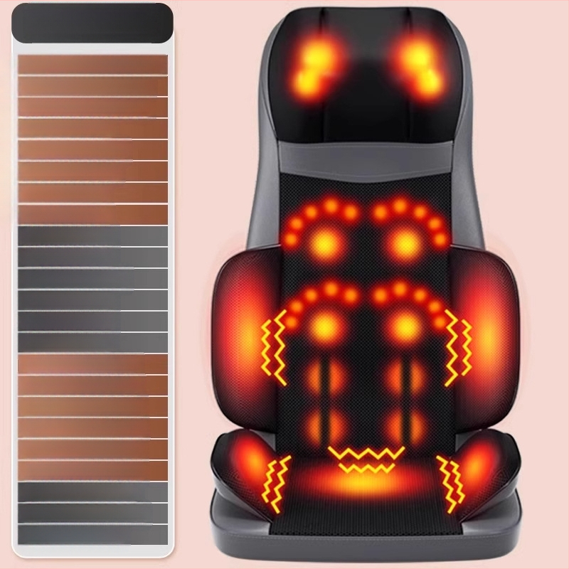 Jastučić za masažu vrata, leđa i struka — automatski masažni jastučić za stol, 6+ glavica, 3. stupanj, topli kompres, AC napajanje