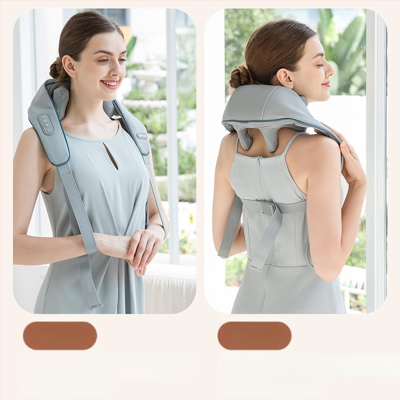 Masaj pentru gât și umeri – masaj de tip frământare, 6 capete, compresie caldă și terapie cu infraroșu, alimentare USB (OS-1219)