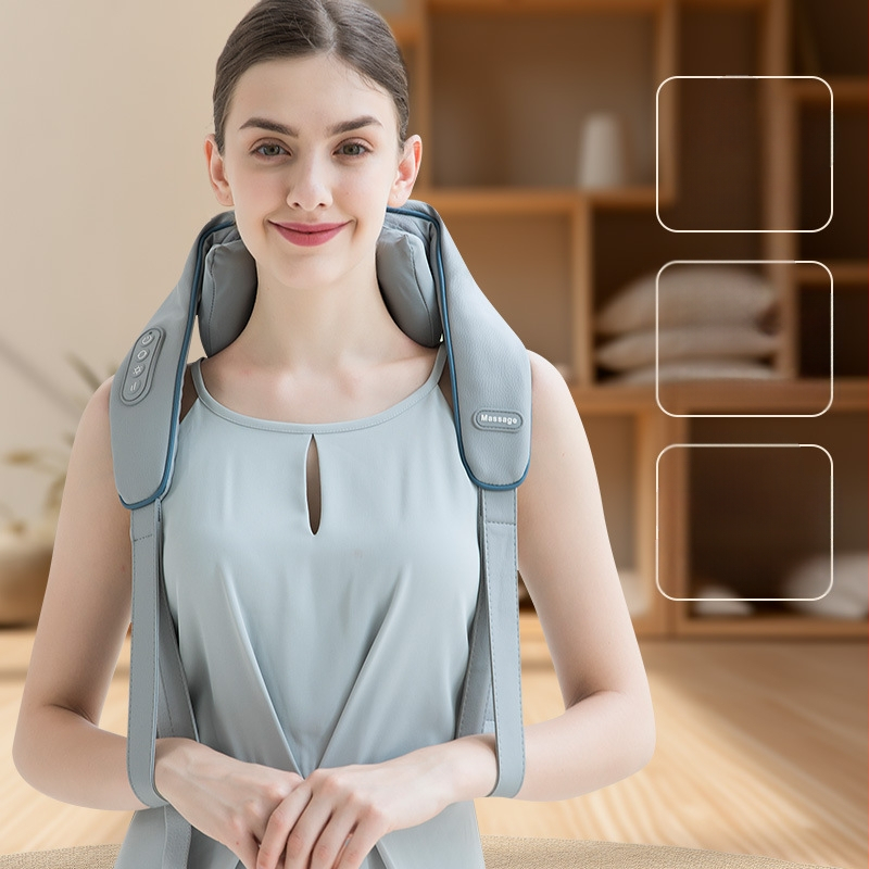 Masaj pentru gât și umeri – masaj de tip frământare, 6 capete, compresie caldă și terapie cu infraroșu, alimentare USB (OS-1219)