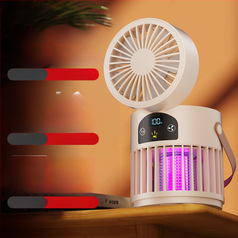 Stalo ventiliatorius su uodų naikinimo įrenginiu, 2-in-1, skirta kemperiams, įmontuota baterija 2000–4000 mAh, 5V/5W, 5 ašmenys