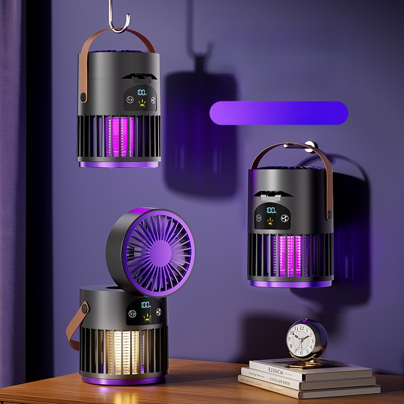 Stalo ventiliatorius su uodų naikinimo įrenginiu, 2-in-1, skirta kemperiams, įmontuota baterija 2000–4000 mAh, 5V/5W, 5 ašmenys