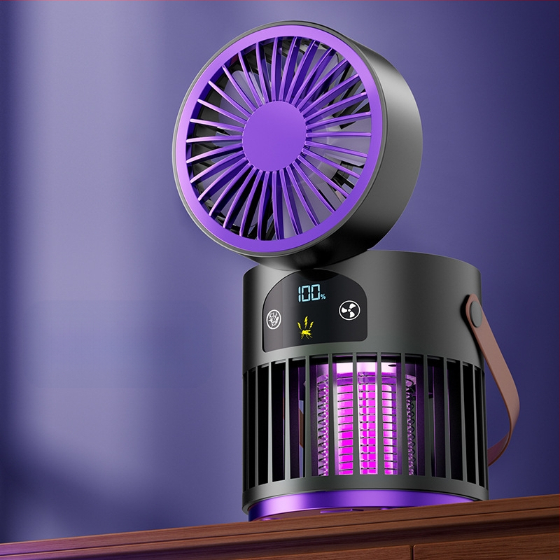 Stalo ventiliatorius su uodų naikinimo įrenginiu, 2-in-1, skirta kemperiams, įmontuota baterija 2000–4000 mAh, 5V/5W, 5 ašmenys