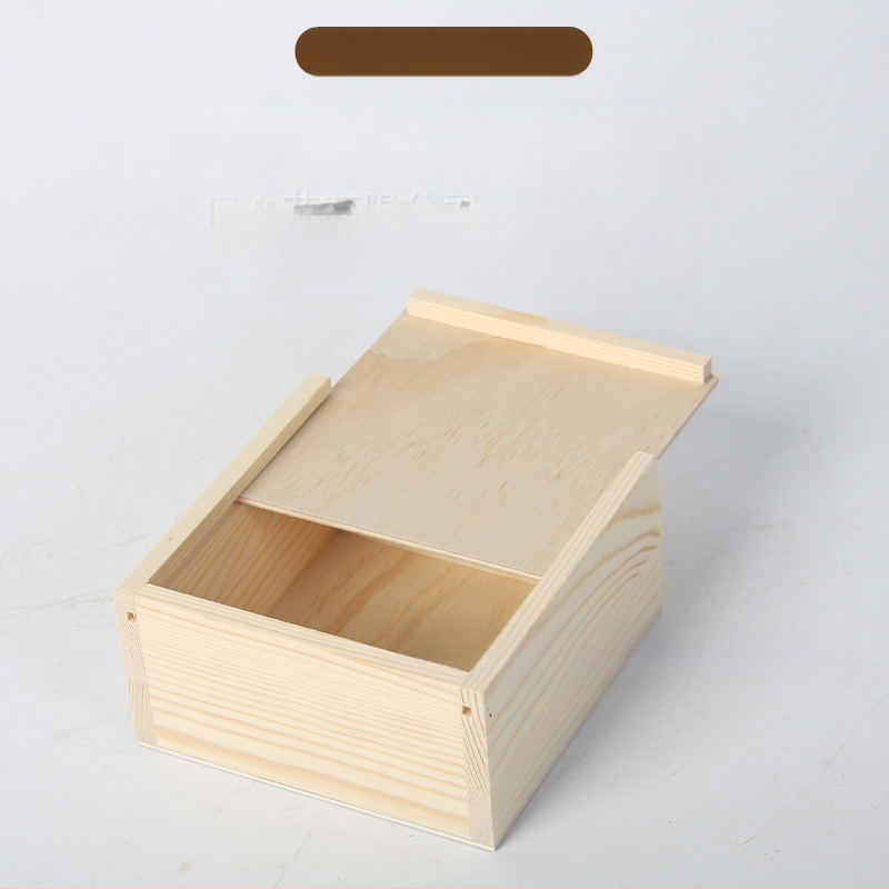Kvadratinė medinė dėžutė su ištraukiamu dangteliu papuošalėms ir laikrodžiams – natūralus medis, logotipo spausdinimas įmanomas