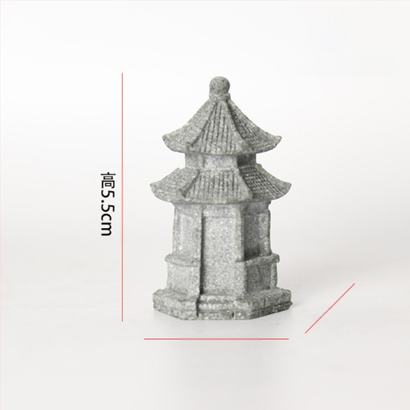 Μίνι άγαλμα Βούδα για ενυδρείο, διακοσμητικό πέτρινο Βούδα με Wenchang Pavilion, διακόσμηση βραχώδους κήπου