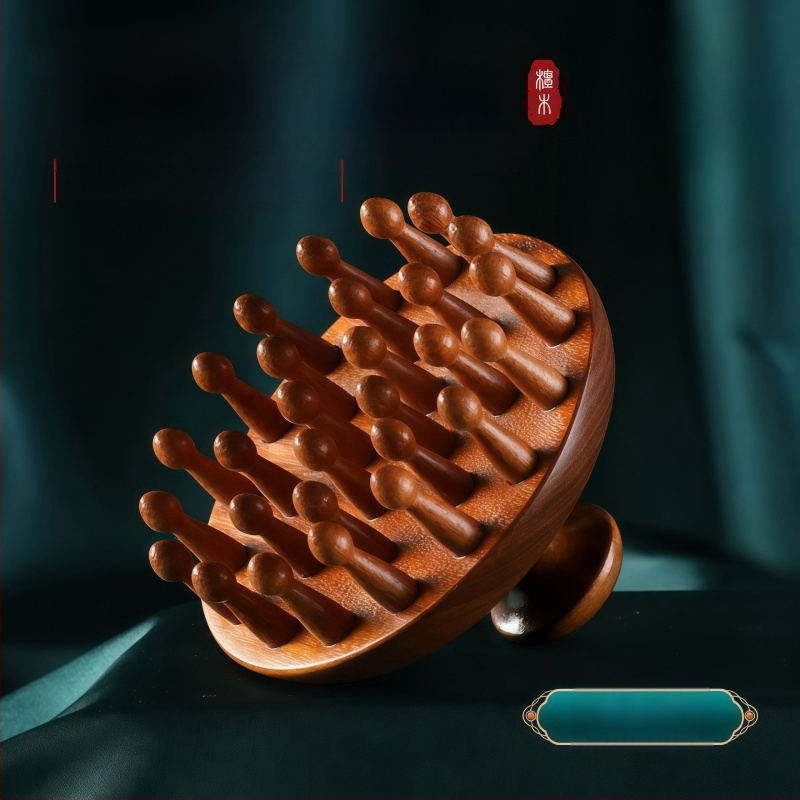 Масажна дървена гребен с диск глава за масаж на скалпа и грижа за косата, код 6226; лицензиранa марка Maimaimeng; Марка: Other