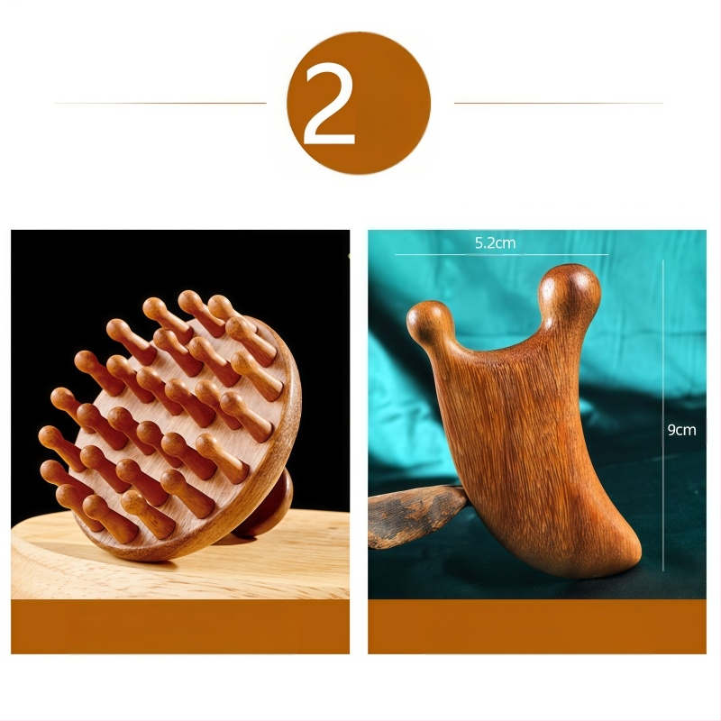 Масажна дървена гребен с диск глава за масаж на скалпа и грижа за косата, код 6226; лицензиранa марка Maimaimeng; Марка: Other