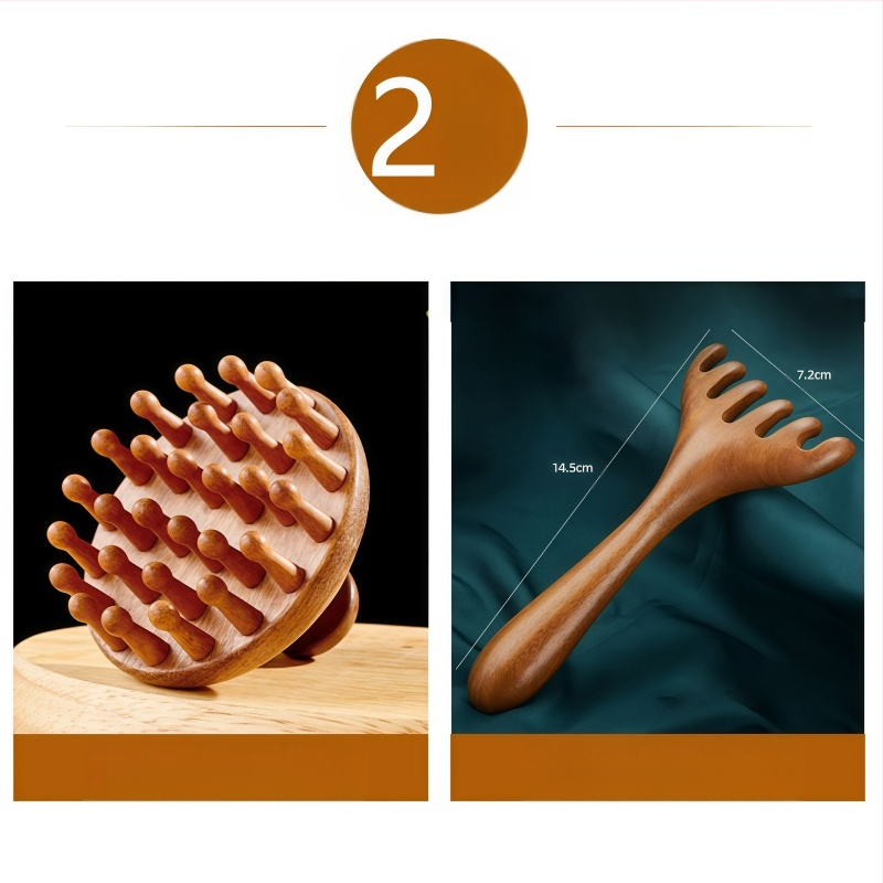 Масажна дървена гребен с диск глава за масаж на скалпа и грижа за косата, код 6226; лицензиранa марка Maimaimeng; Марка: Other